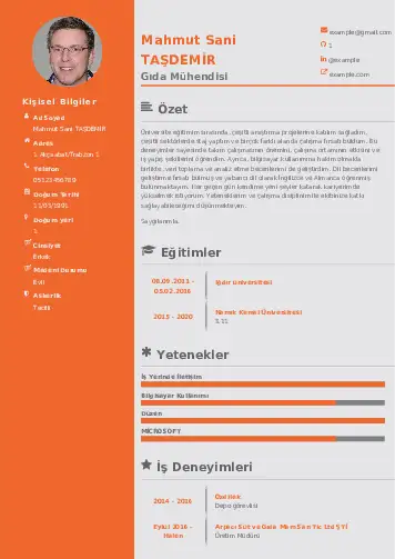 Gıda Mühendisi CV Örnekleri cv indir